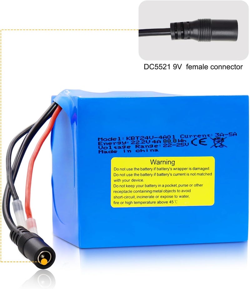 KBT KEEP BETTER TECH KBT 24V 4Ah Rechargeable Lithium Replacement Battery, with Charger, Charging Cable, Cable Connector for Kids Ride On Cars - Image 4